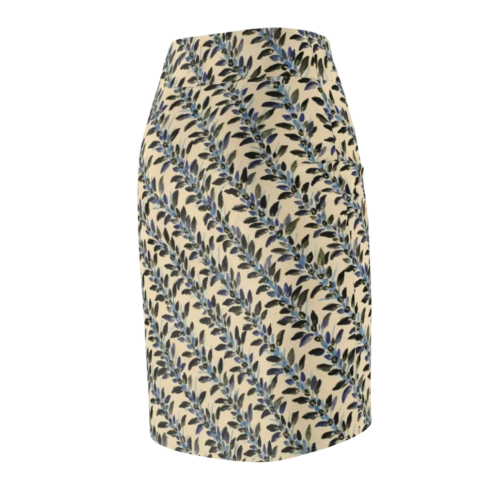 Indigo Sprig on Pencil Skirt — Back Side