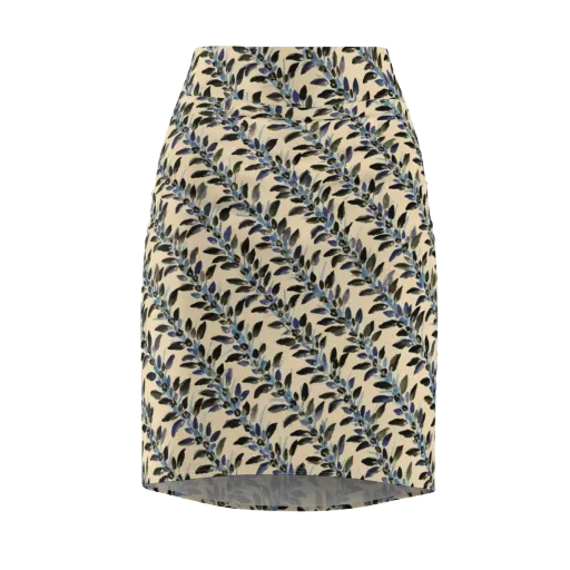 Indigo Sprig on a Pencil Skirt
