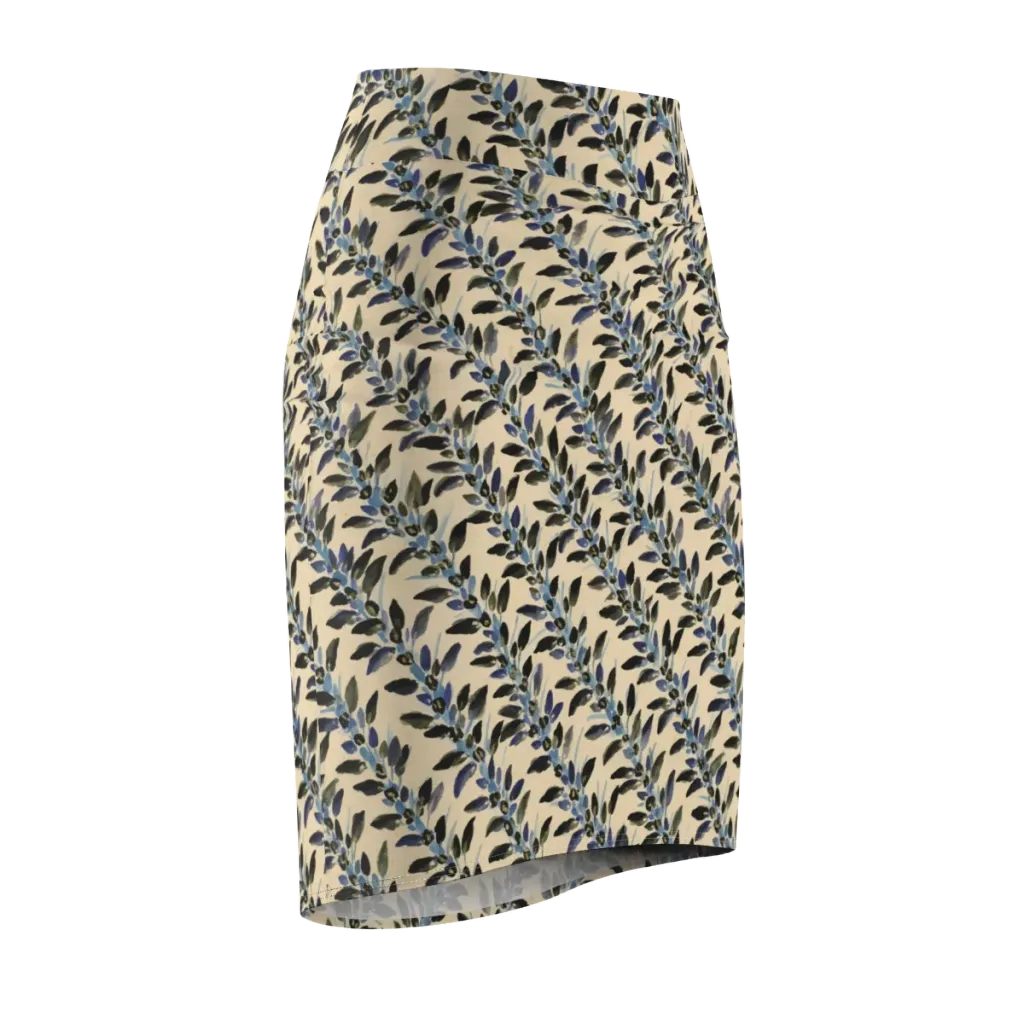 Indigo Sprig on Pencil Skirt — Front Side