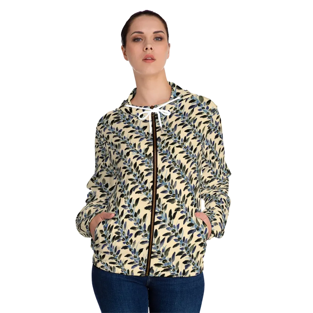 Indigo Sprig on Women's Full-Zip Hoodie — Front On Person
