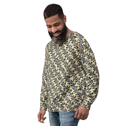 Indigo Sprig on a Sweatshirt