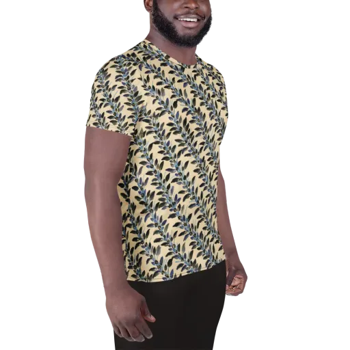 Indigo Sprig on a Men's Athletic T-Shirt