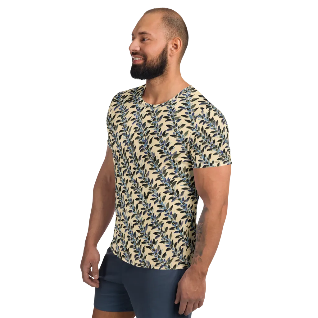 Indigo Sprig on Men's Athletic T-Shirt — Left
