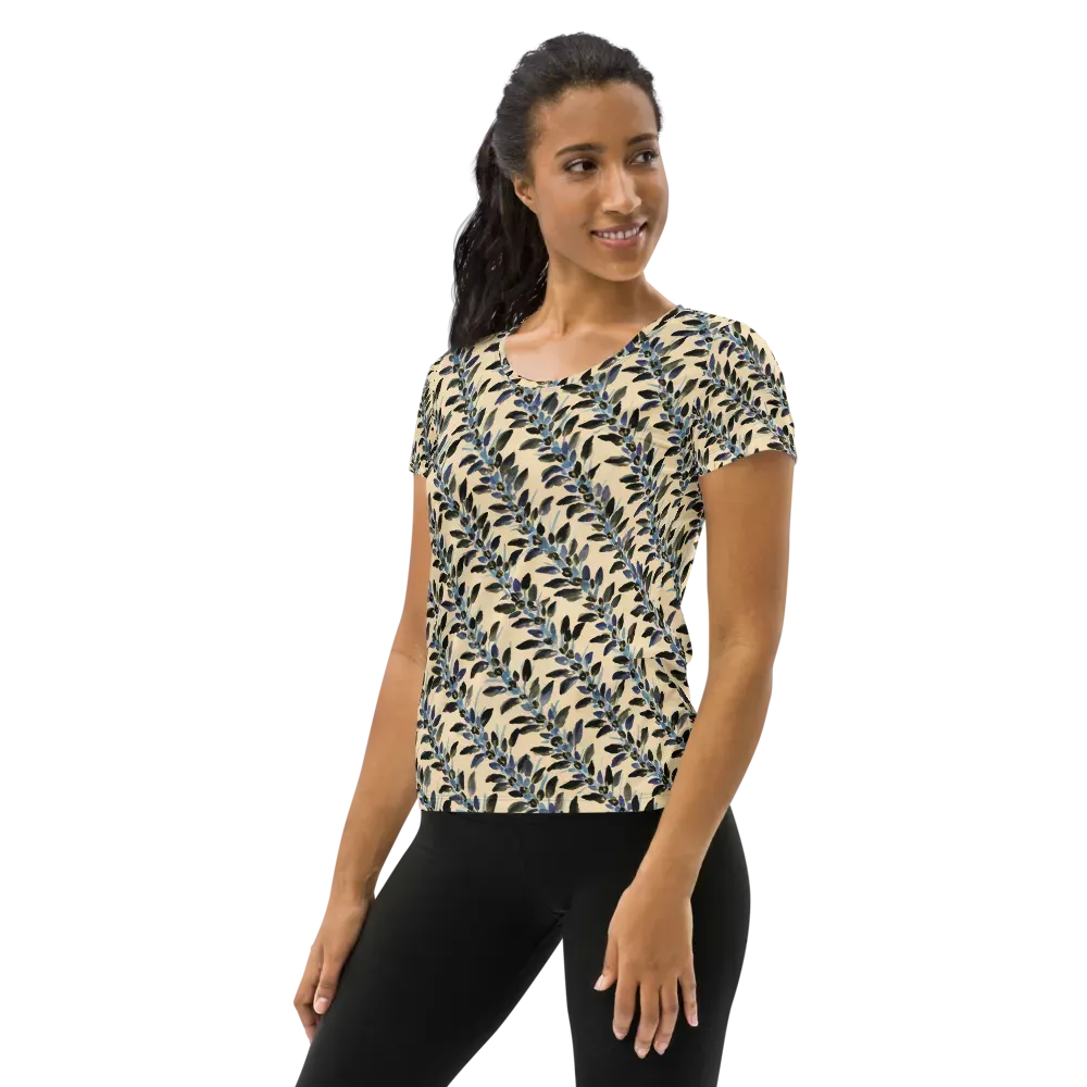 Indigo Sprig on Women's Athletic T-Shirt — Left