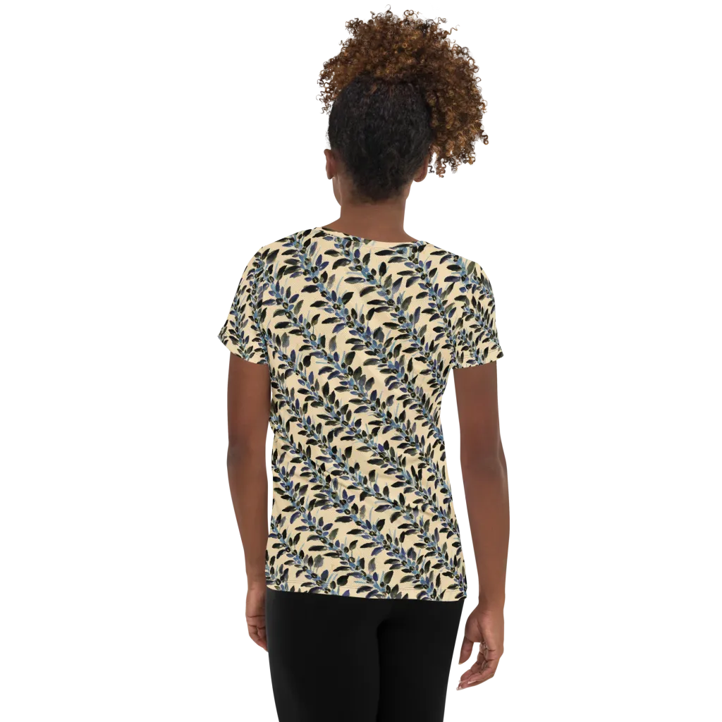 Indigo Sprig on Women's Athletic T-Shirt — Back