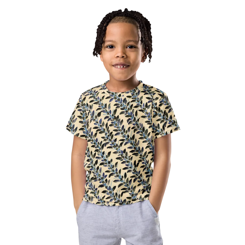 Indigo Sprig on Kids Crew Neck T-Shirt — Front