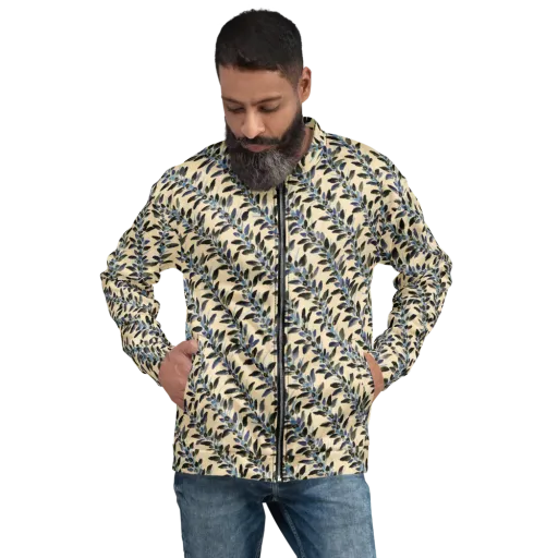 Indigo Sprig on a Bomber Jacket