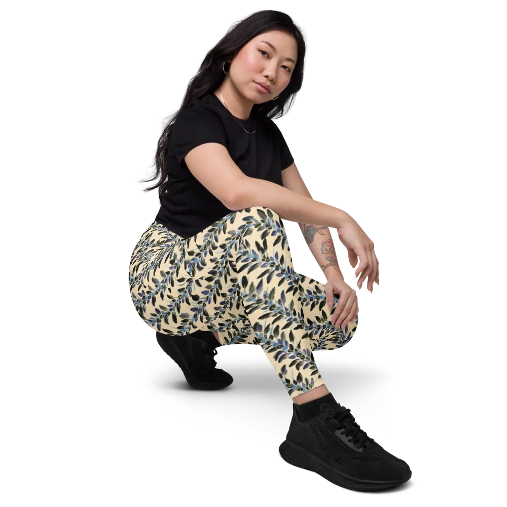 Indigo Sprig on Leggings with Pockets — Right Front