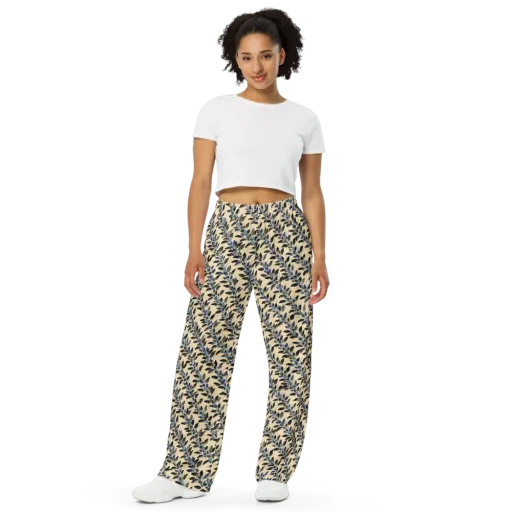 Indigo Sprig on a Wide-Leg Pants