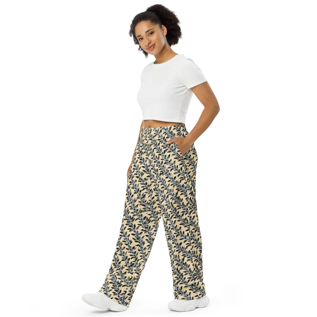 Indigo Sprig on Wide-Leg Pants — Left Front