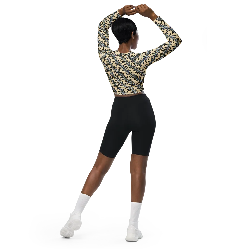 Indigo Sprig on Long Sleeve Crop Top — Back