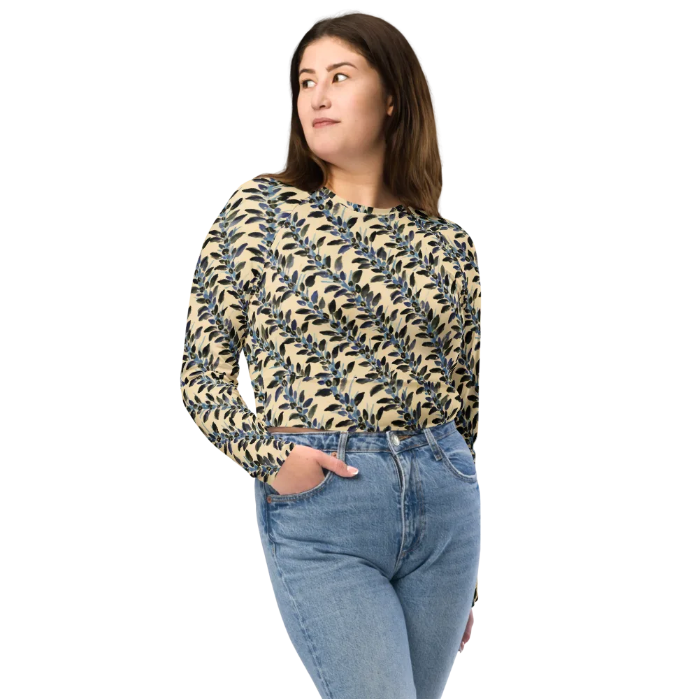 Indigo Sprig on Long Sleeve Crop Top — Front