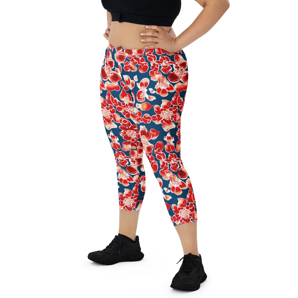 Crimson Midnight on Capri Leggings — Front