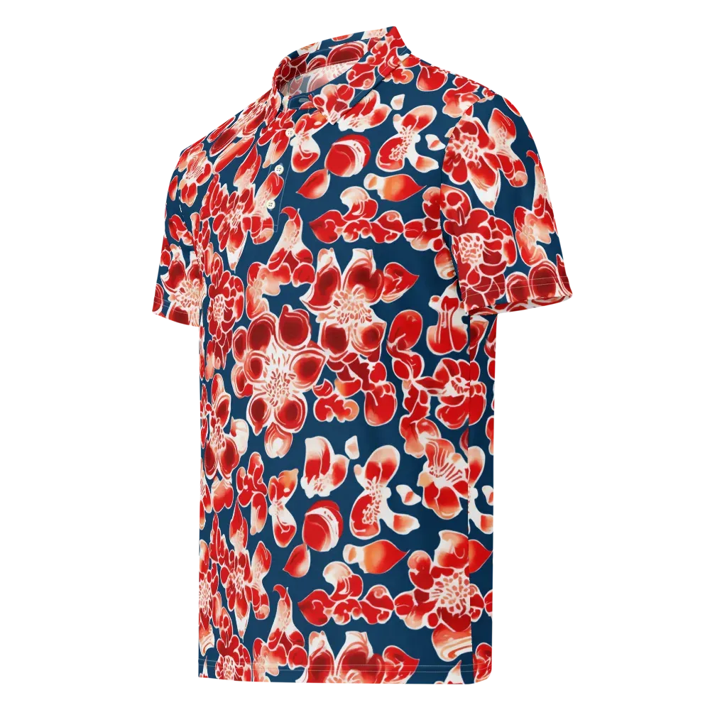 Crimson Midnight on Men's Slim Fit Polo Shirt — Left Front