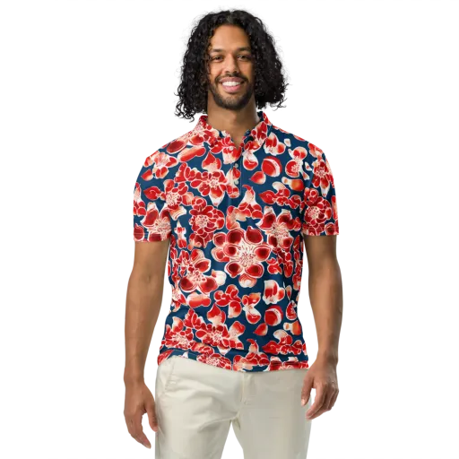 Crimson Midnight on a Men's Slim Fit Polo Shirt