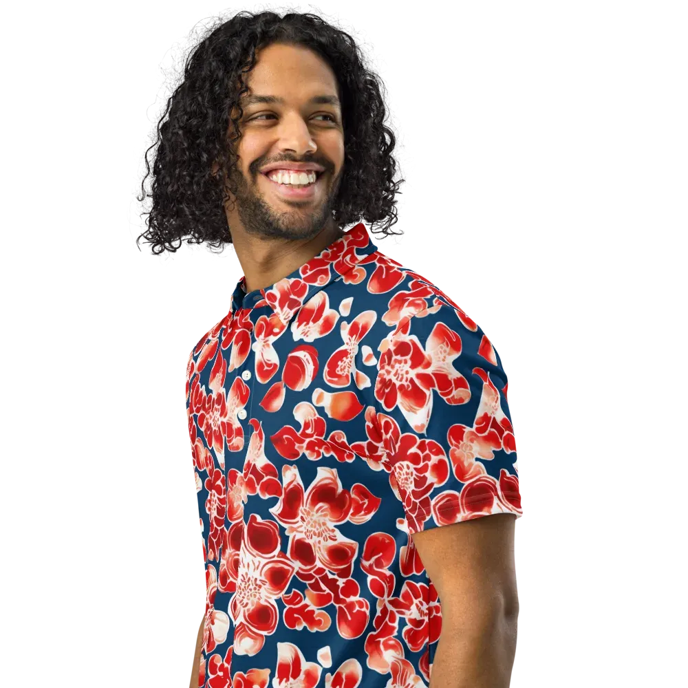 Crimson Midnight on Men's Slim Fit Polo Shirt — Left Front