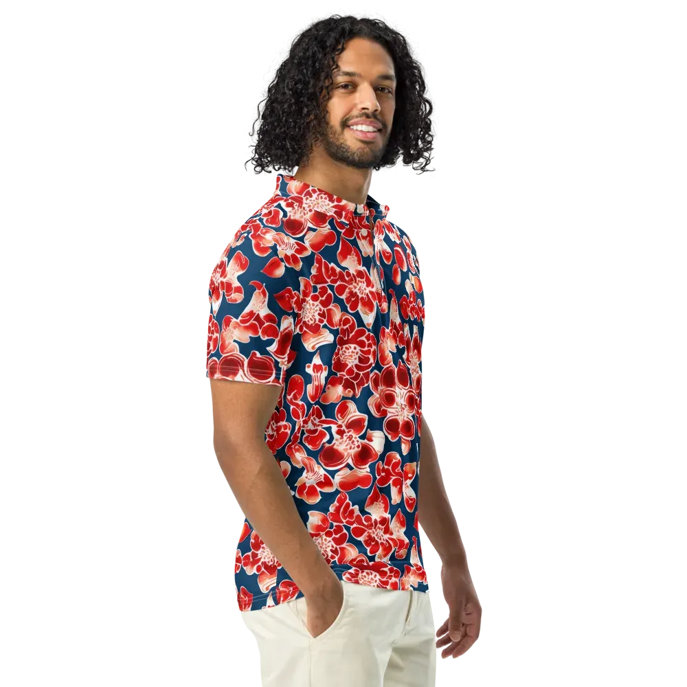 Crimson Midnight on Men's Slim Fit Polo Shirt — Right Front