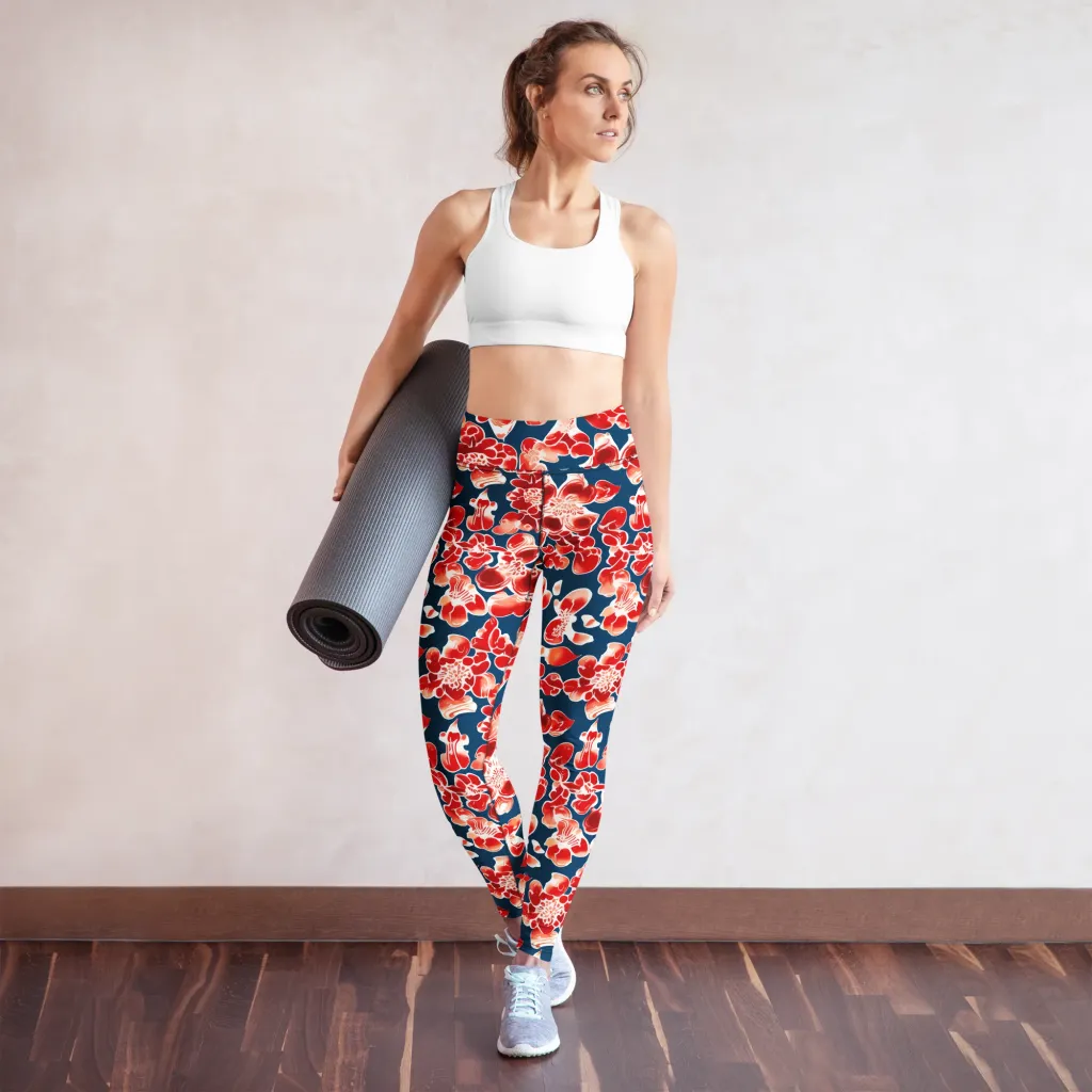 Crimson Midnight on Yoga Leggings — Front
