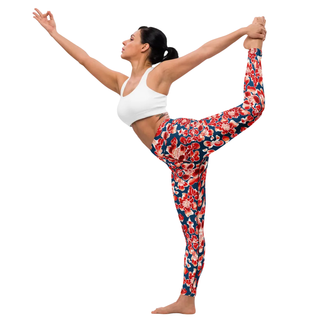 Crimson Midnight on Yoga Leggings — Left