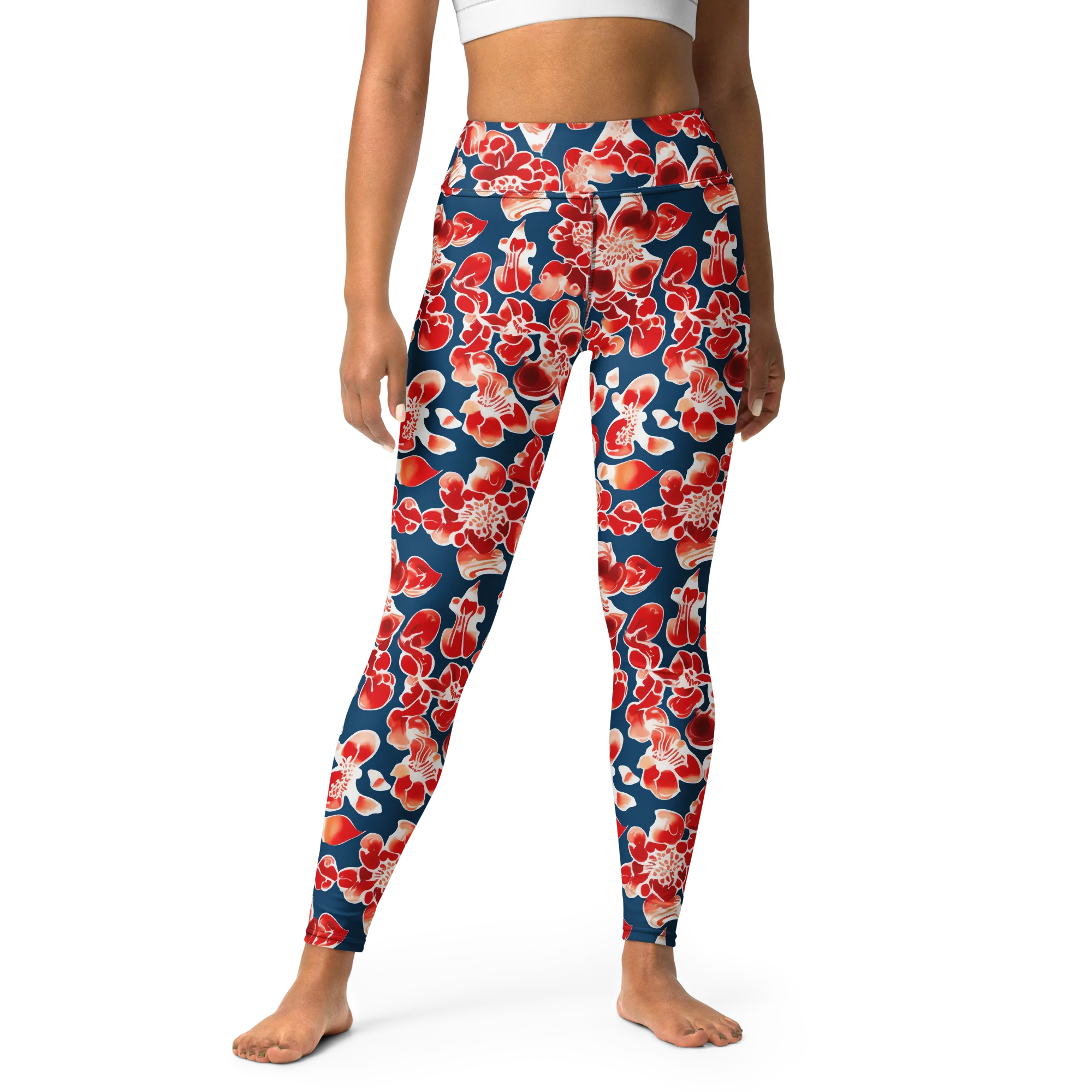 Crimson Midnight on Yoga Leggings — Front