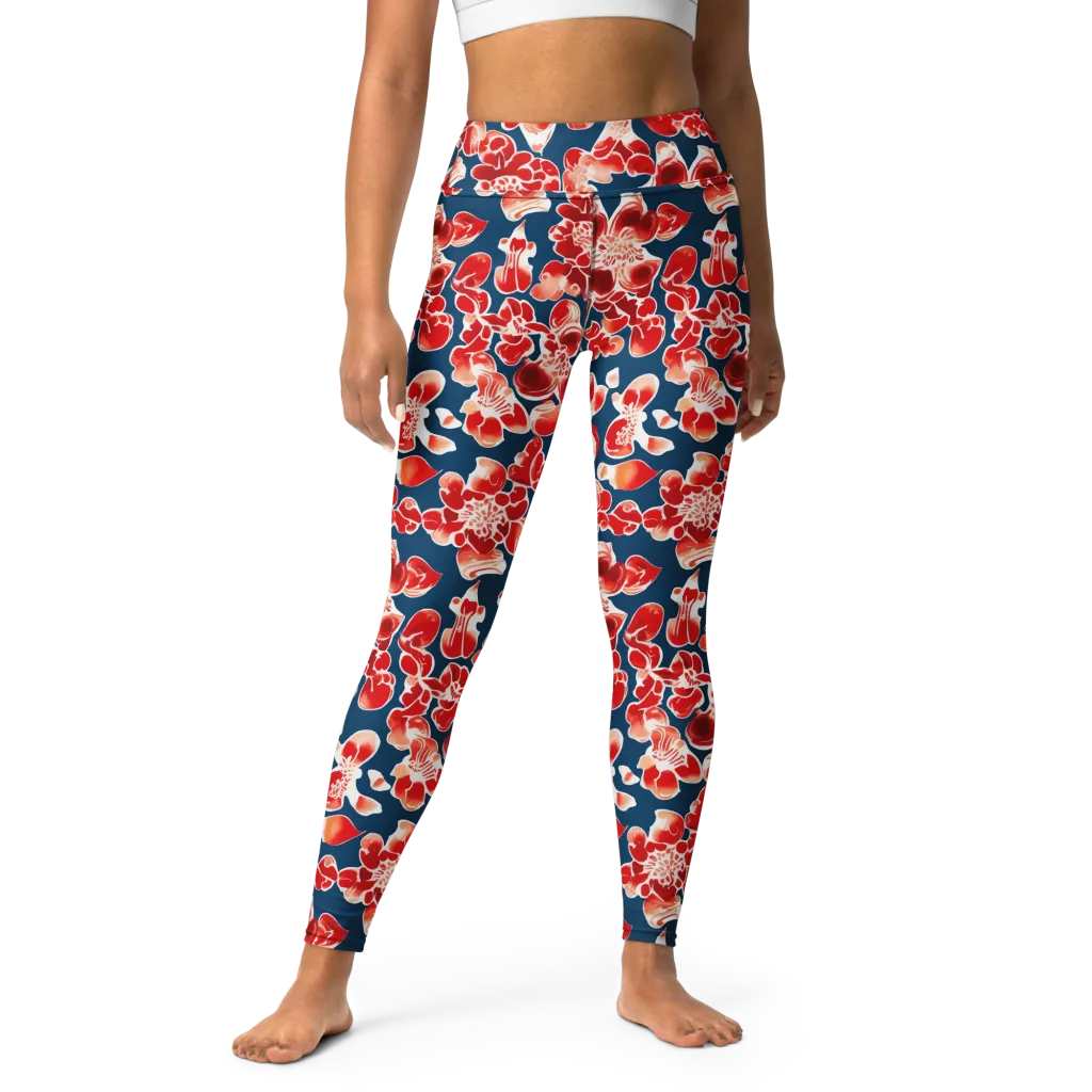 Crimson Midnight on Yoga Leggings — Front
