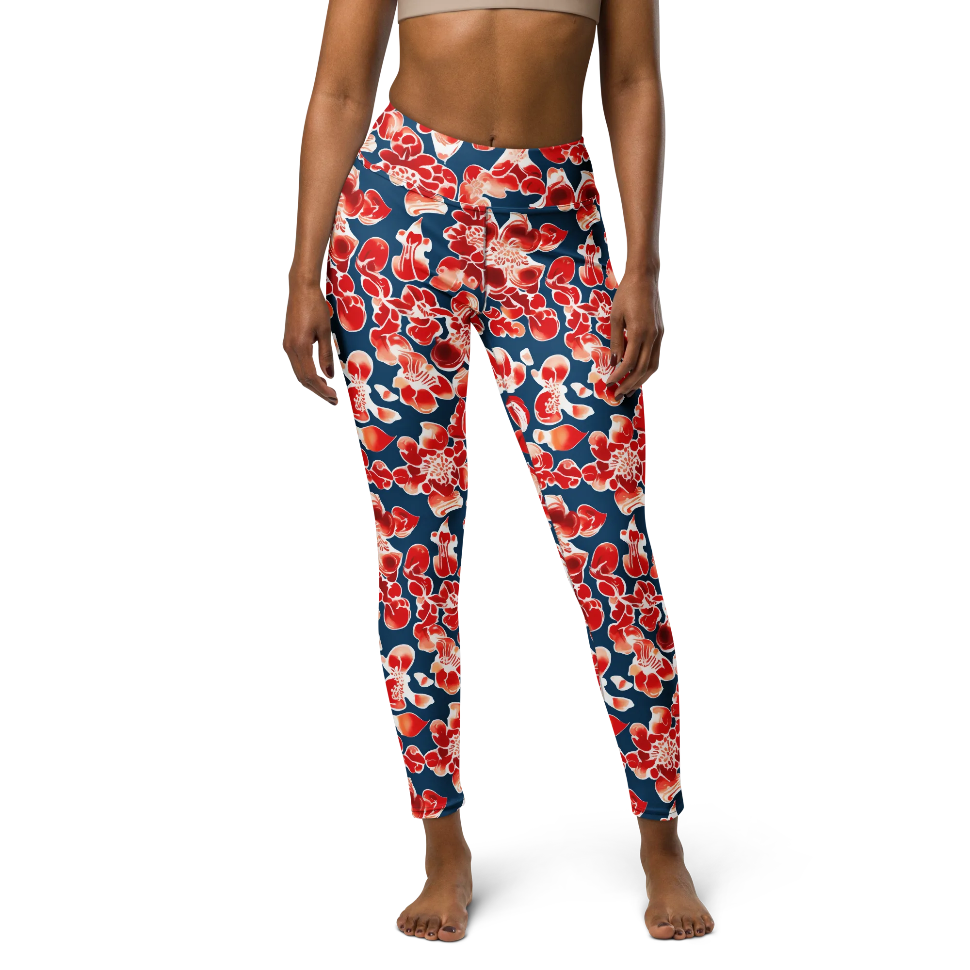 Crimson Midnight on Yoga Leggings — Front