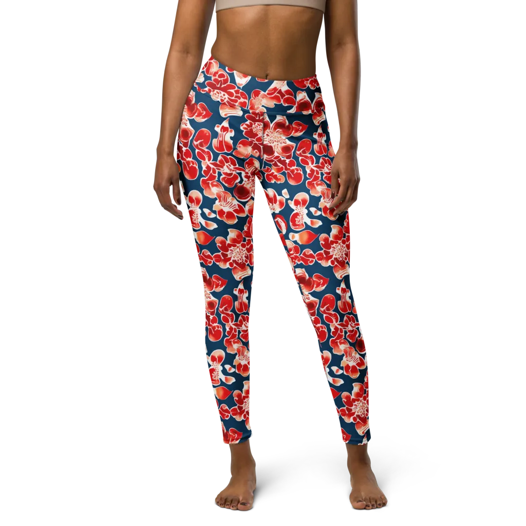 Crimson Midnight on Yoga Leggings — Front