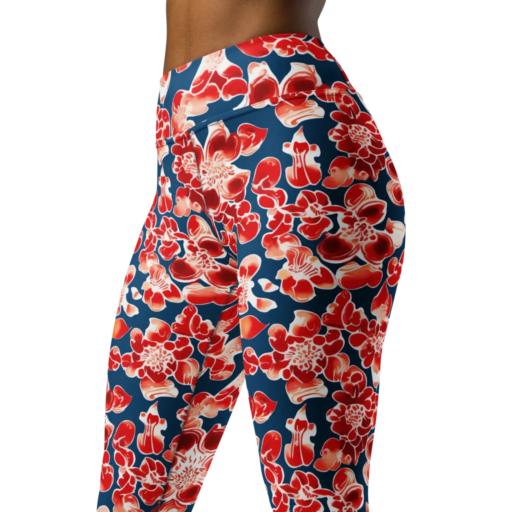 Crimson Midnight on Yoga Leggings — Left Front