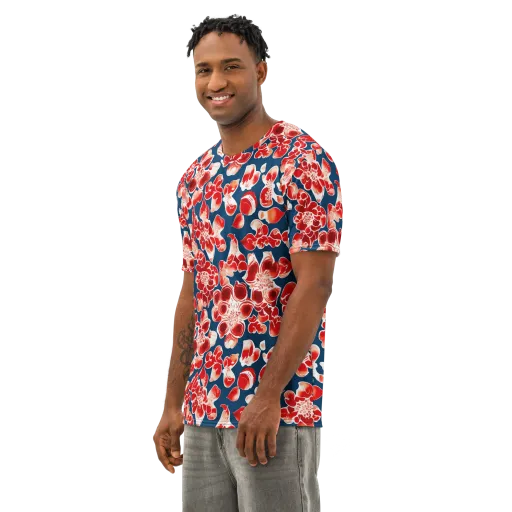 Crimson Midnight on a Men's Cotton Crew Neck T-Shirt