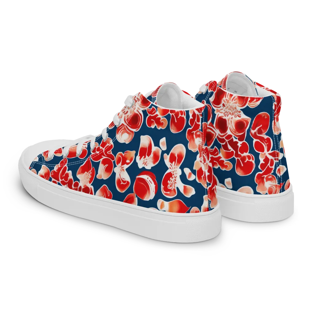 Crimson Midnight on Men's High Top Canvas Shoes — Left Back