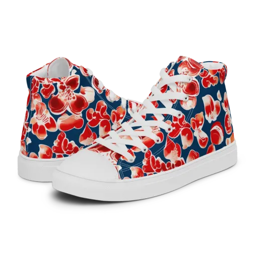 Crimson Midnight on a Men's High Top Canvas Shoes