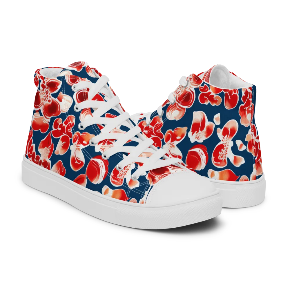 Crimson Midnight on Men's High Top Canvas Shoes — Right