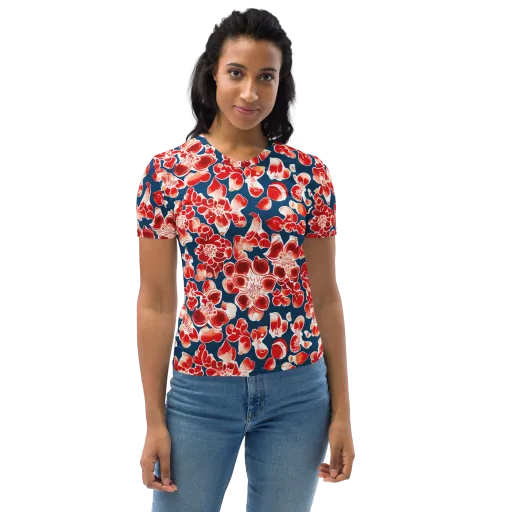 Crimson Midnight on a Women's Crew Neck T-Shirt