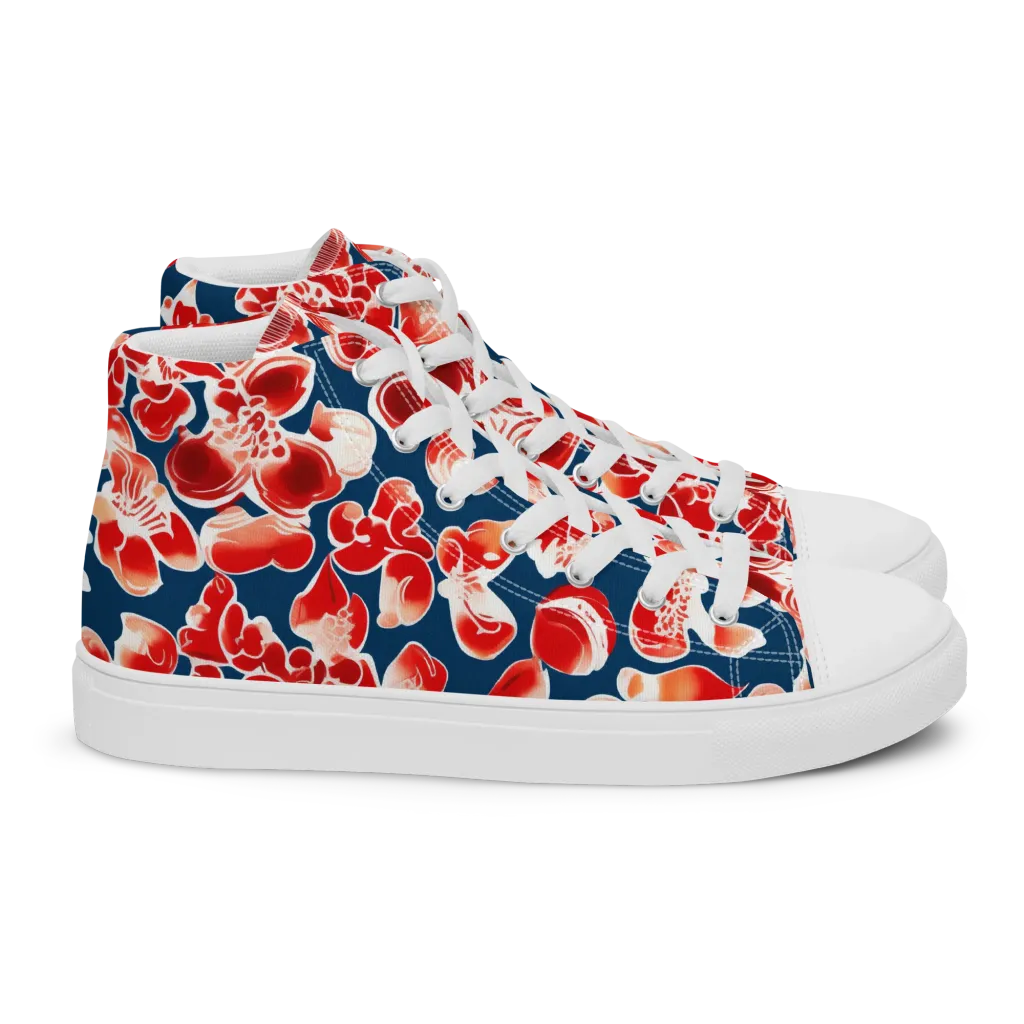 Crimson Midnight on Women's High Top Canvas Shoes — Right