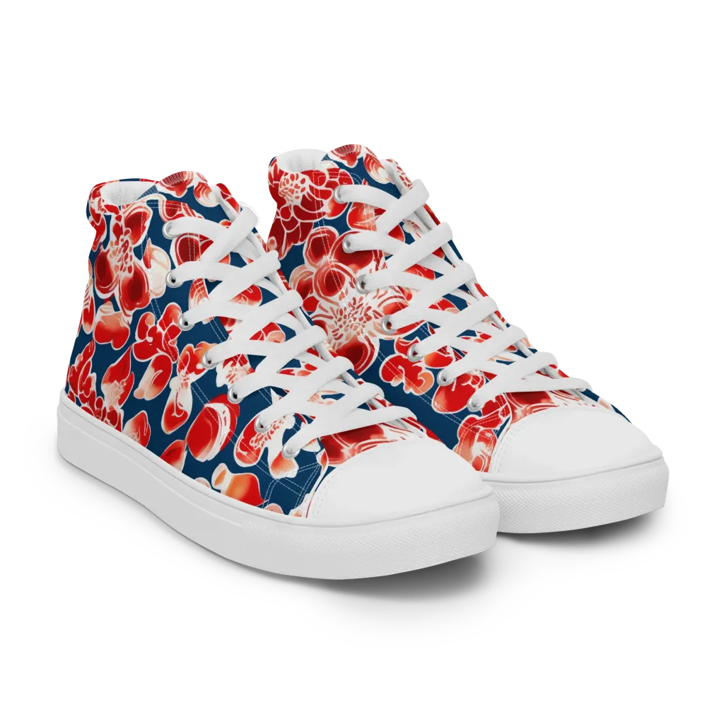 Crimson Midnight on Women's High Top Canvas Shoes — Right Front
