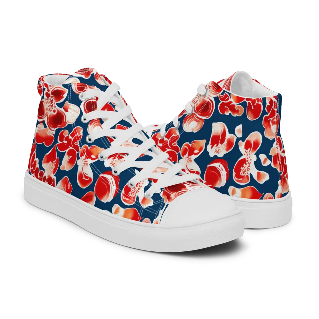 Crimson Midnight on Women's High Top Canvas Shoes — Right