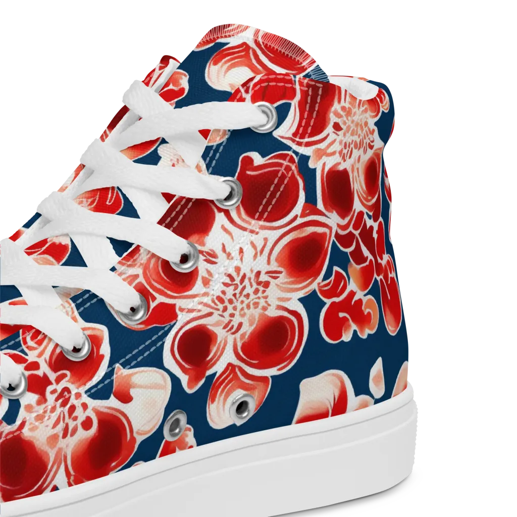 Crimson Midnight on Women's High Top Canvas Shoes — Product details 2