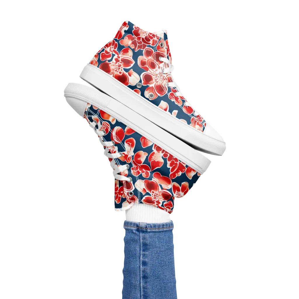 Crimson Midnight on Women's High Top Canvas Shoes — Left