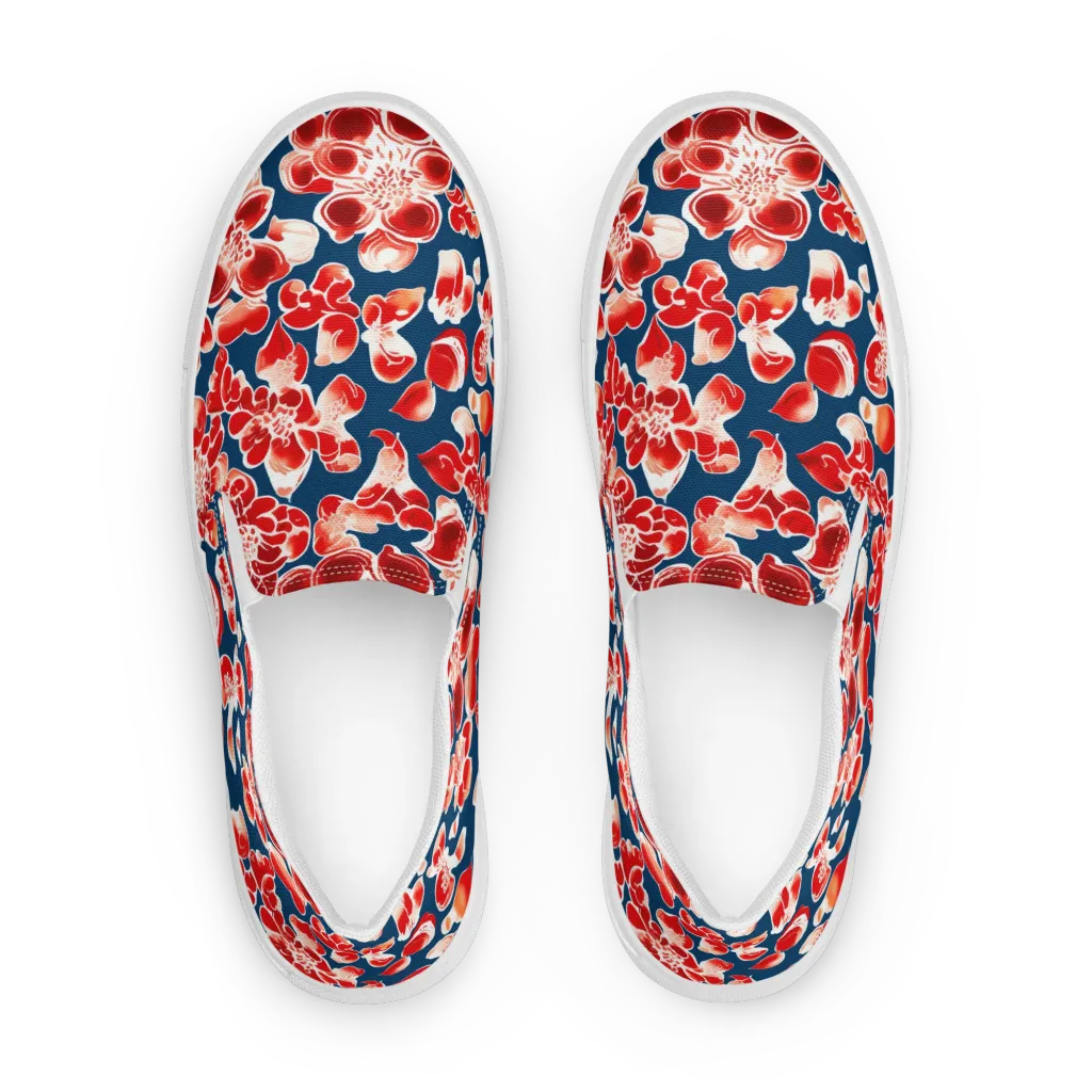 Crimson Midnight on Men's Slip-On Canvas Shoes — Front