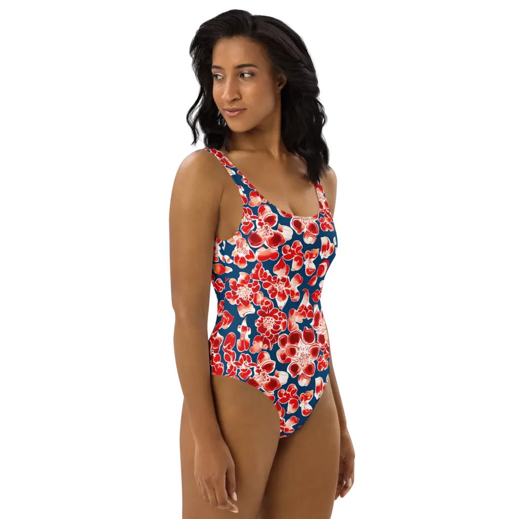 Crimson Midnight on One-Piece Swimsuit — Right