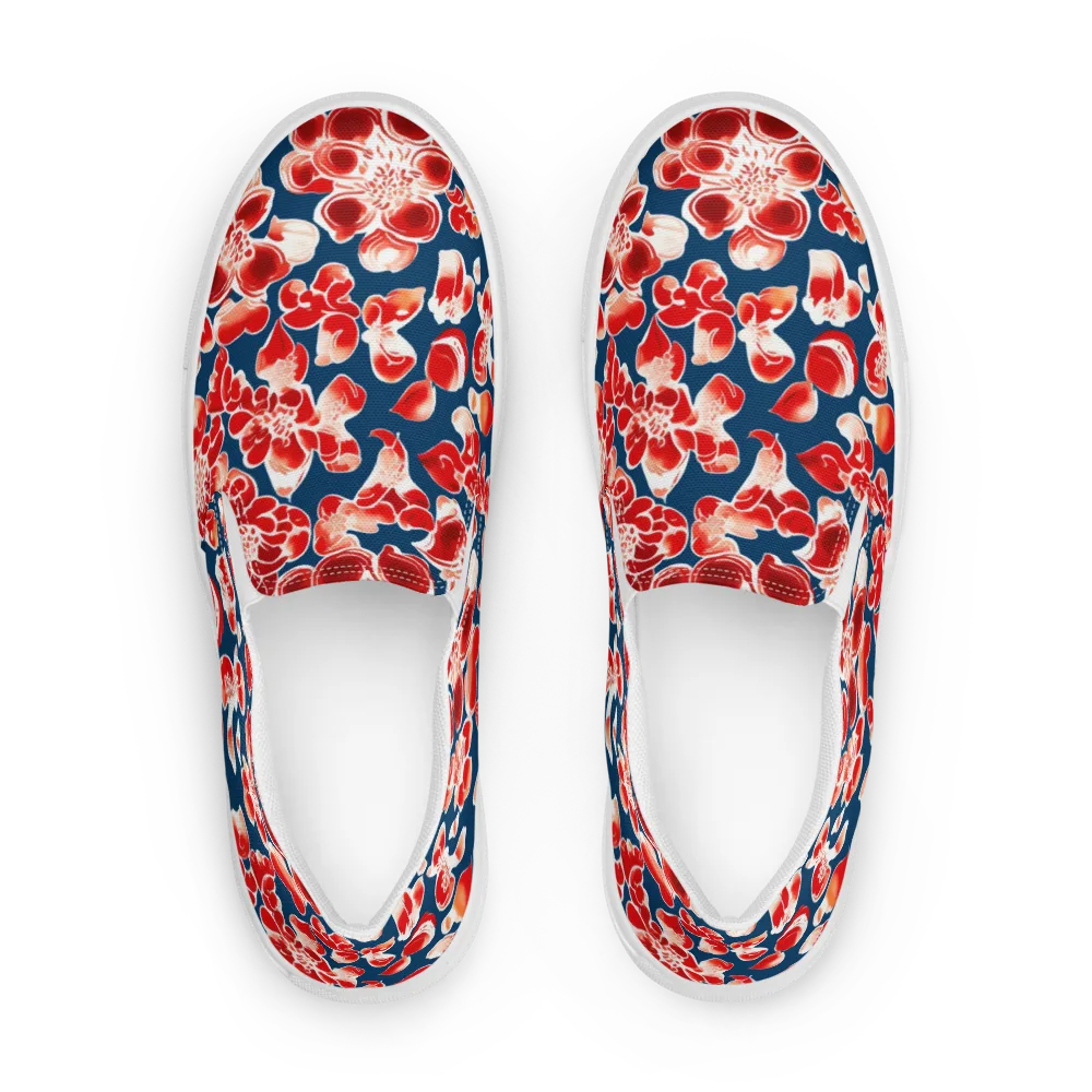Crimson Midnight on Women's Slip-On Canvas Shoes — Front