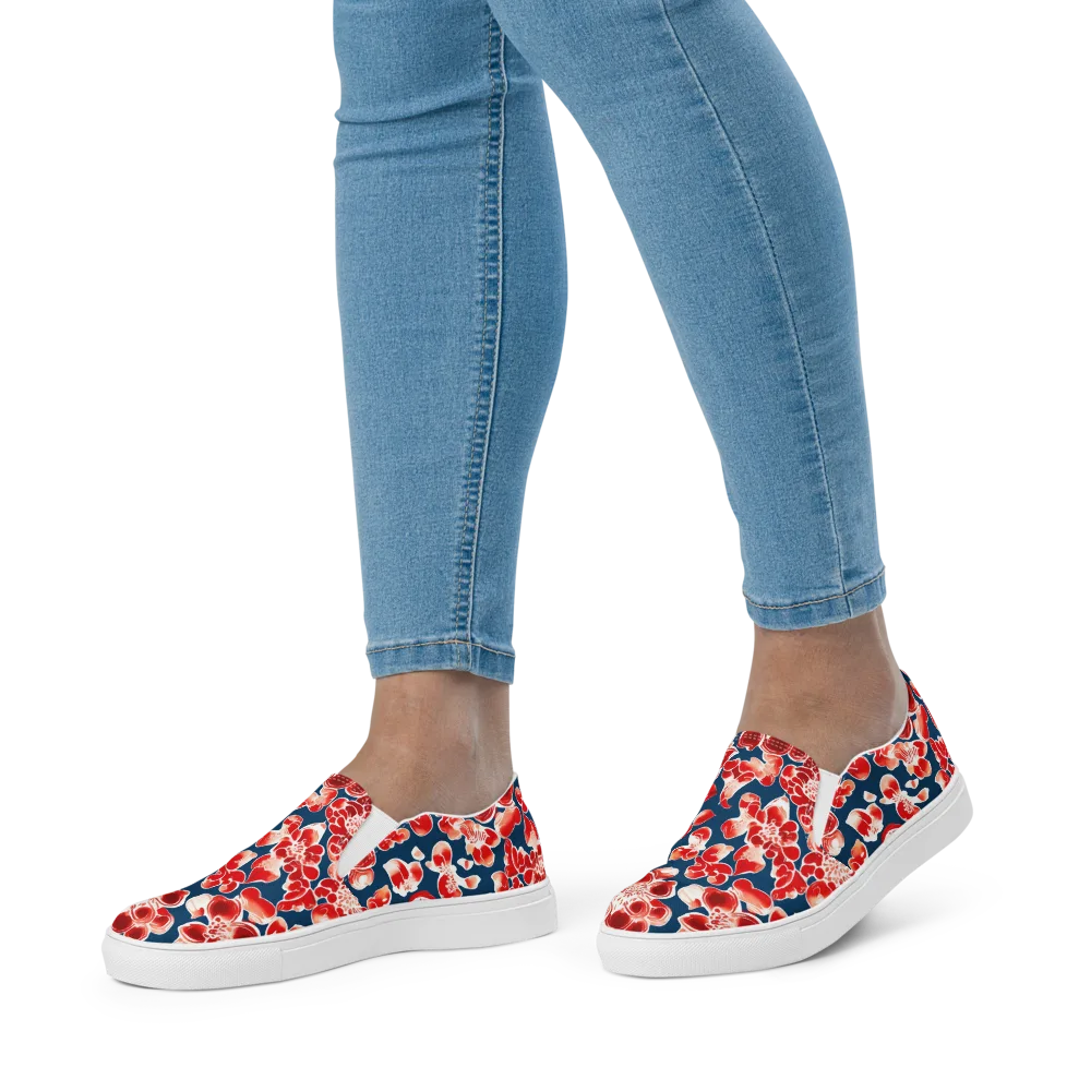 Crimson Midnight on Women's Slip-On Canvas Shoes — Front
