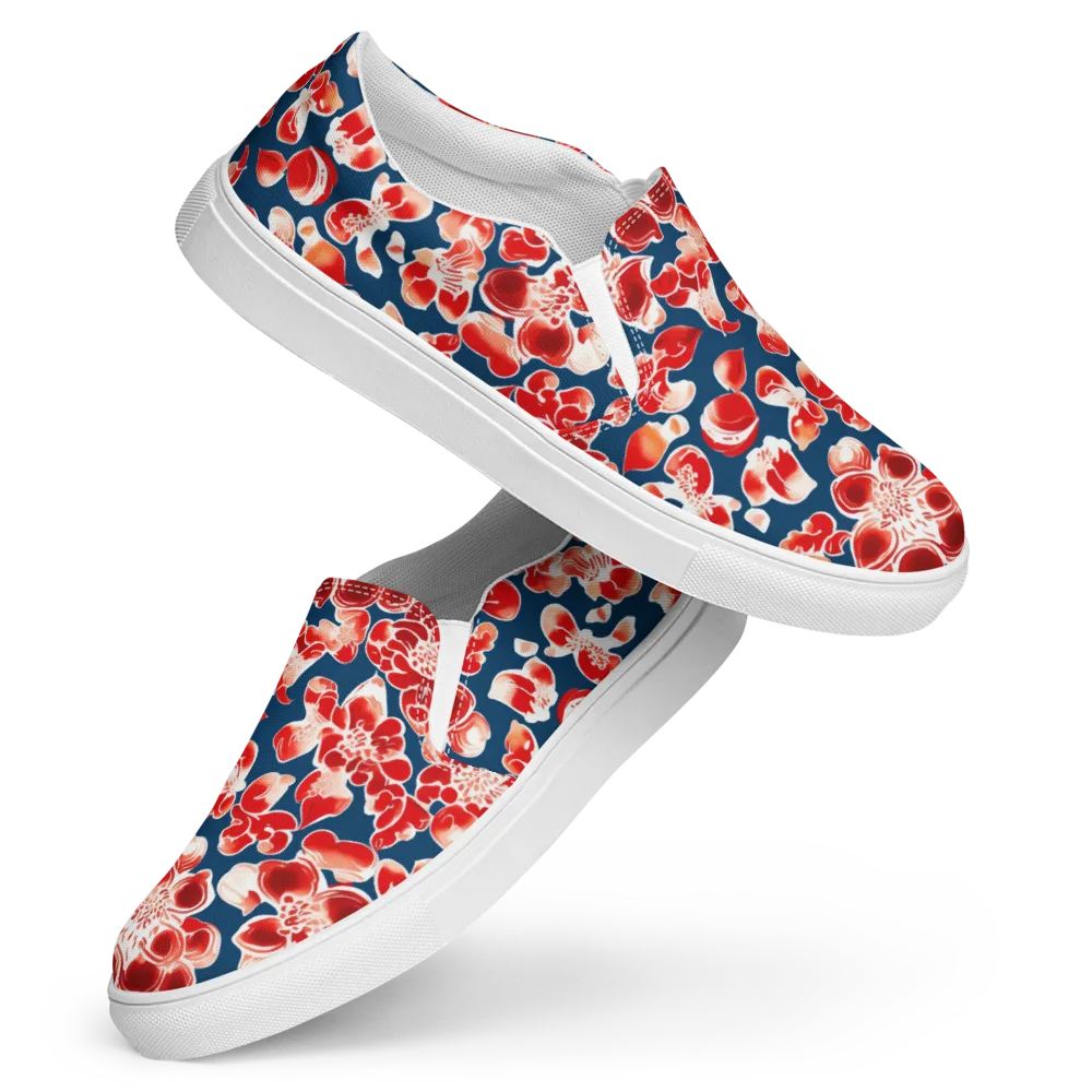 Crimson Midnight on Women's Slip-On Canvas Shoes — Front