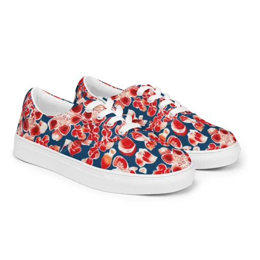 Crimson Midnight on a Men's Lace-Up Canvas Shoes