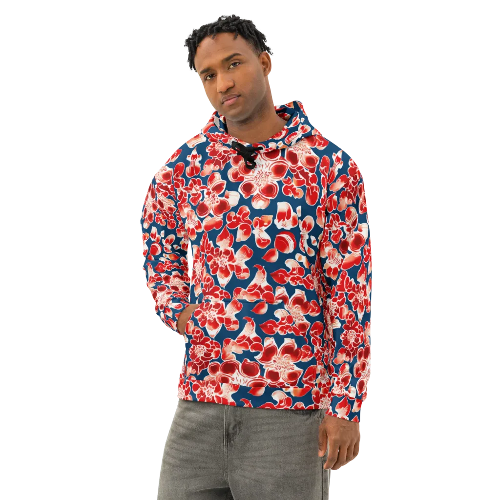Crimson Midnight on Cotton Hoodie — Left Front