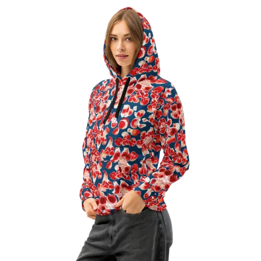 Crimson Midnight on a Cotton Hoodie