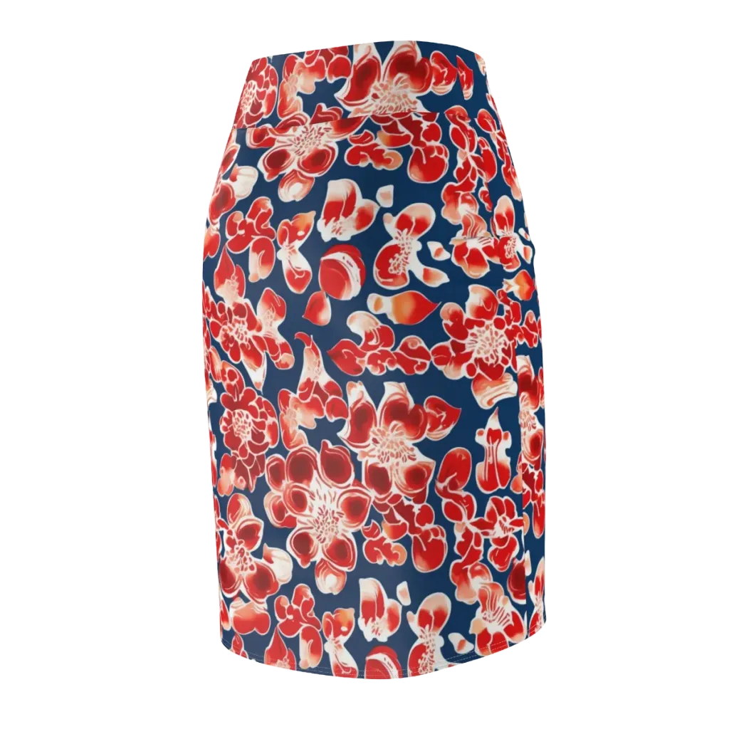 Crimson Midnight on Pencil Skirt — Back Side