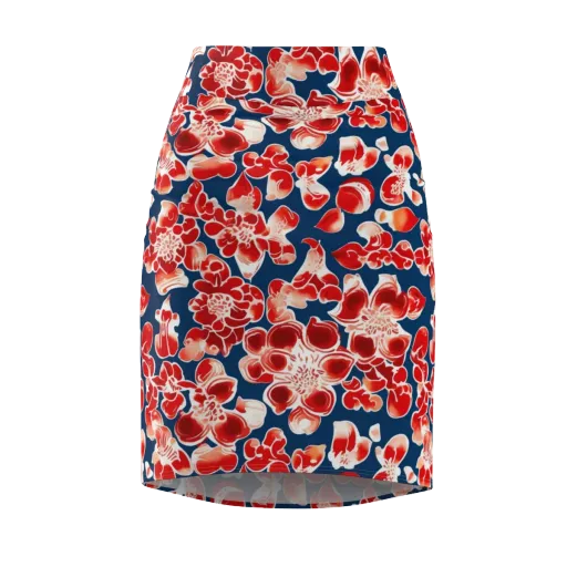 Crimson Midnight on a Pencil Skirt