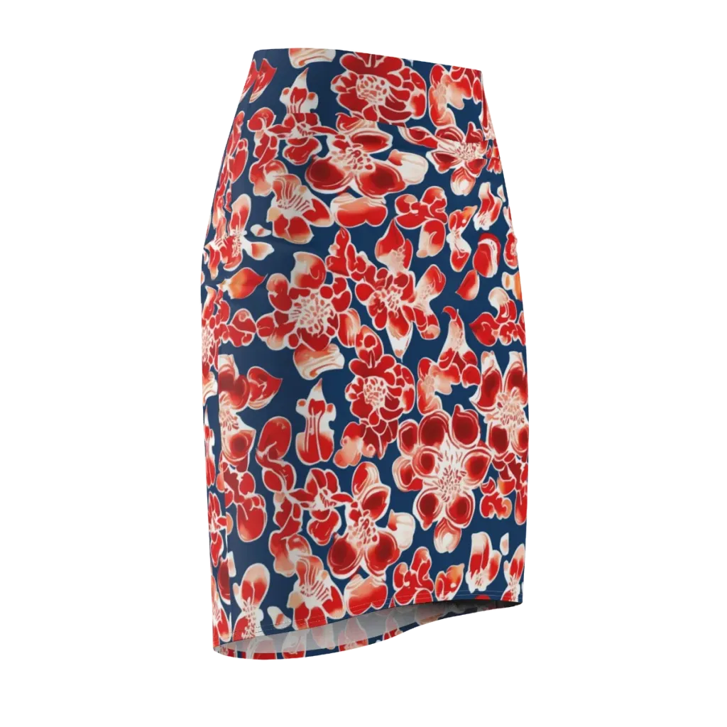Crimson Midnight on Pencil Skirt — Front Side
