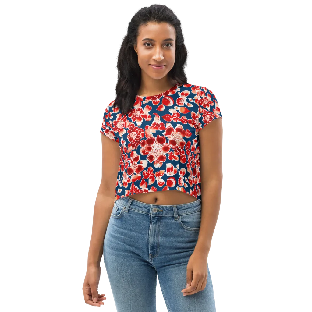 Crimson Midnight on Crop Tee — Front